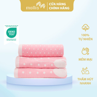 Khăn Trẻ Em Mollis Cotton Organic 70x140cm Khăn Cao Cấp Cotton Hữu Cơ Thấm Hút An Toàn Với Làn Da Em Bé Nhạy Cảm BM1N
