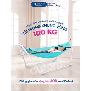 Võng xếp gấp gọn du lịch hợp kim thép Autoru chịu tải 150Kg, lưới võng 2 lớp thoáng khí, chân võng chống trượt