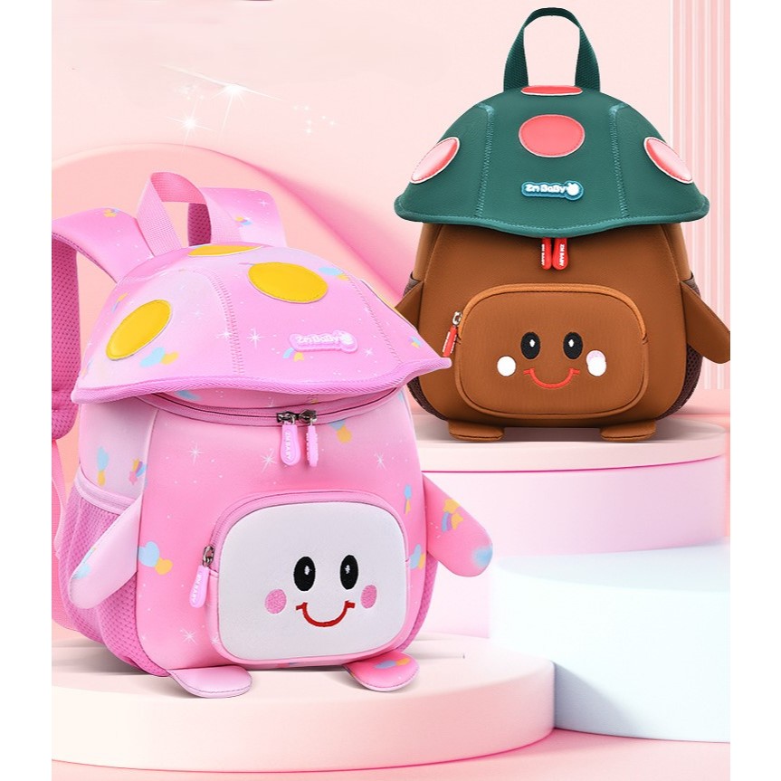[TẶNG THẺ TÊN] Balo Hoạ Tiết Nấm Thời Trang Zm Baby Cho Bé Mầm Non -Mẫu Giáo - Chất Liệu Cao Cấp
