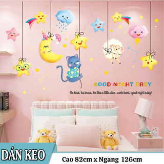 Decal trang trí tường - Rèm Dây Trăng Sao cho Bé