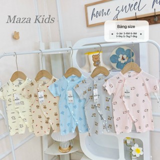 (01 BỘ & SET 03 BỘ)BỘ BODY ĐÙI CỘC MAZAKIDS PETIT THUN LẠNH, họa tiết thú phong cách Hàn Quốc, cực mịn mát cho bé 3-9kg
