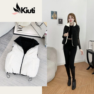 Áo gile phao nữ mặc được hai mặt nhung lì KIUTI áo gile nữ Quảng Châu áo khoác phao gile 2 mặt Hàn Quốc