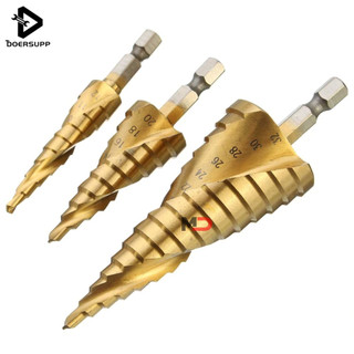 Bộ 3 mũi khoan bước tháp, mũi khoan tháp, mũi khoan nón, mũi khoan tầng, mũi khoan bước thẳng chuôi lục giác, gia cường