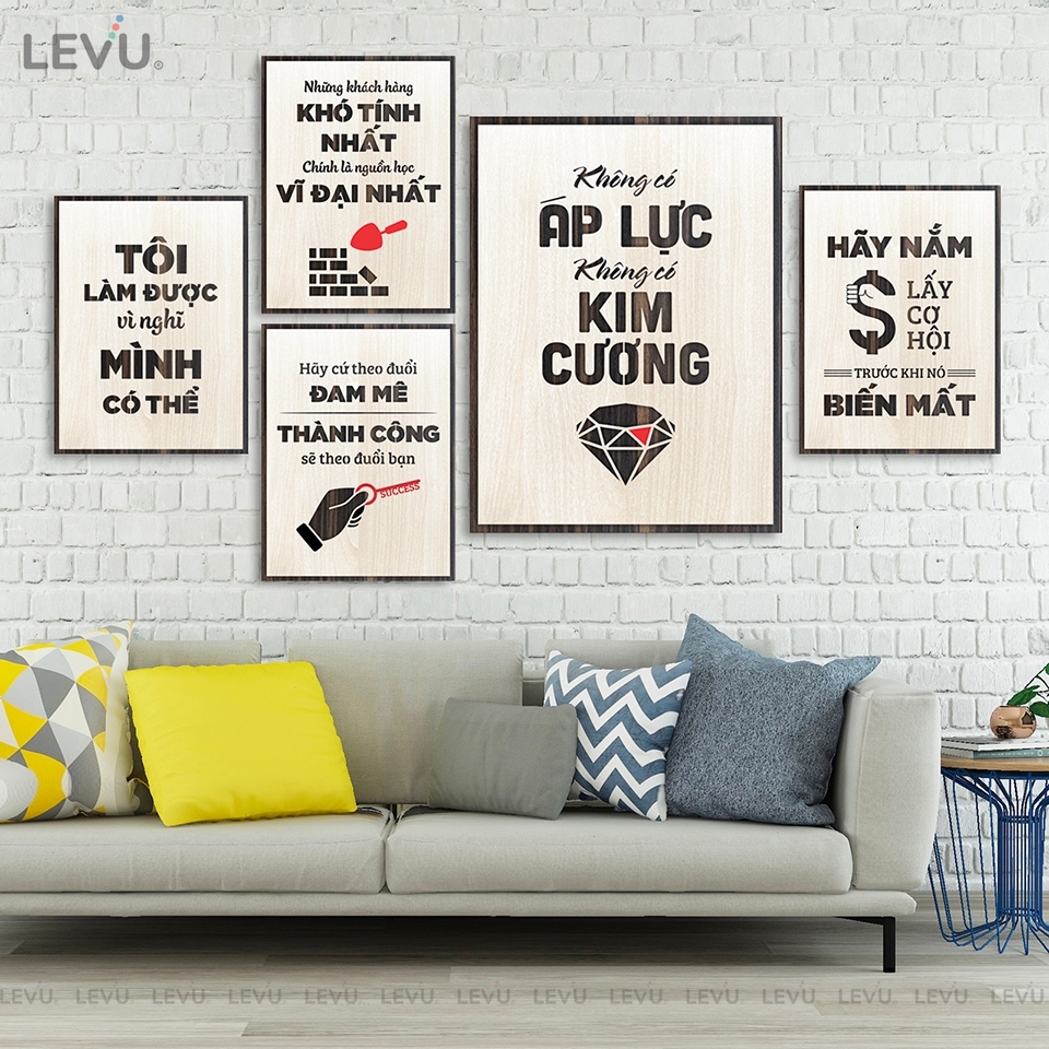  Bộ 5 Tấm Tranh Văn Phòng Slogan tạo động lực trang trí phòng LEVUCB5 
