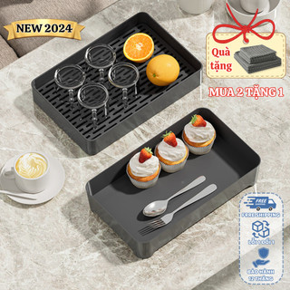 Khay trà nhựa chữ nhật COZY (NEW 2024), khay úp cốc ly 2 lớp ráo nước cao cấp, chất liệu nhựa PP+PET an toàn sức khỏe