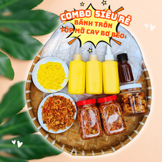 Bánh tráng phơi sương 300g, muối tép hành phi 200g, bơ 300g, hủ tóp mỡ kèm chai sốt