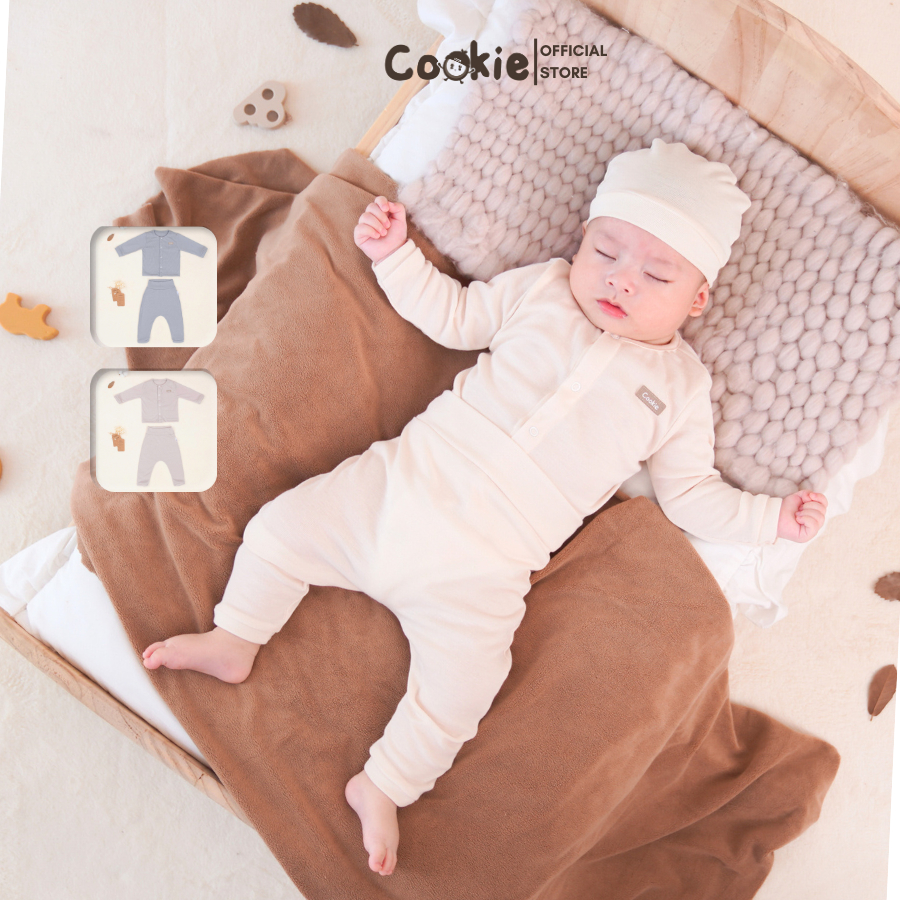Bộ Sơ Sinh Jersey COOKIE, Bộ Quần Áo Sơ SInh Jersey Cài Giữa Cho Bé Từ 0 Đến 9 Tháng