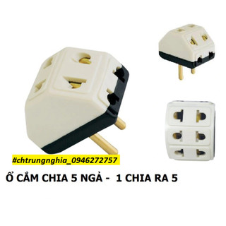Phích cắm điện 1 chia 5 ngã cắm dạng bầu NINA chịu tải 2000w