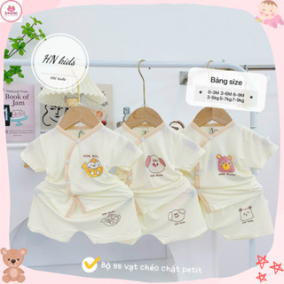  Bộ cộc tay bé trai bé gái sơ sinh Quần áo sơ sinh cúc lệch 0-9 tháng chất thun lạnh peptit mềm mát 