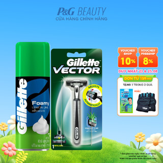 Combo 2 gồm Dao Cạo Gillette Vector 1UP và bọt cạo râu Gillette 175g