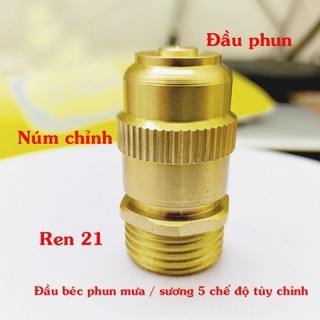 Béc phun mưa bằng đồng thau zen 21 chỉnh 5 chế độ phun