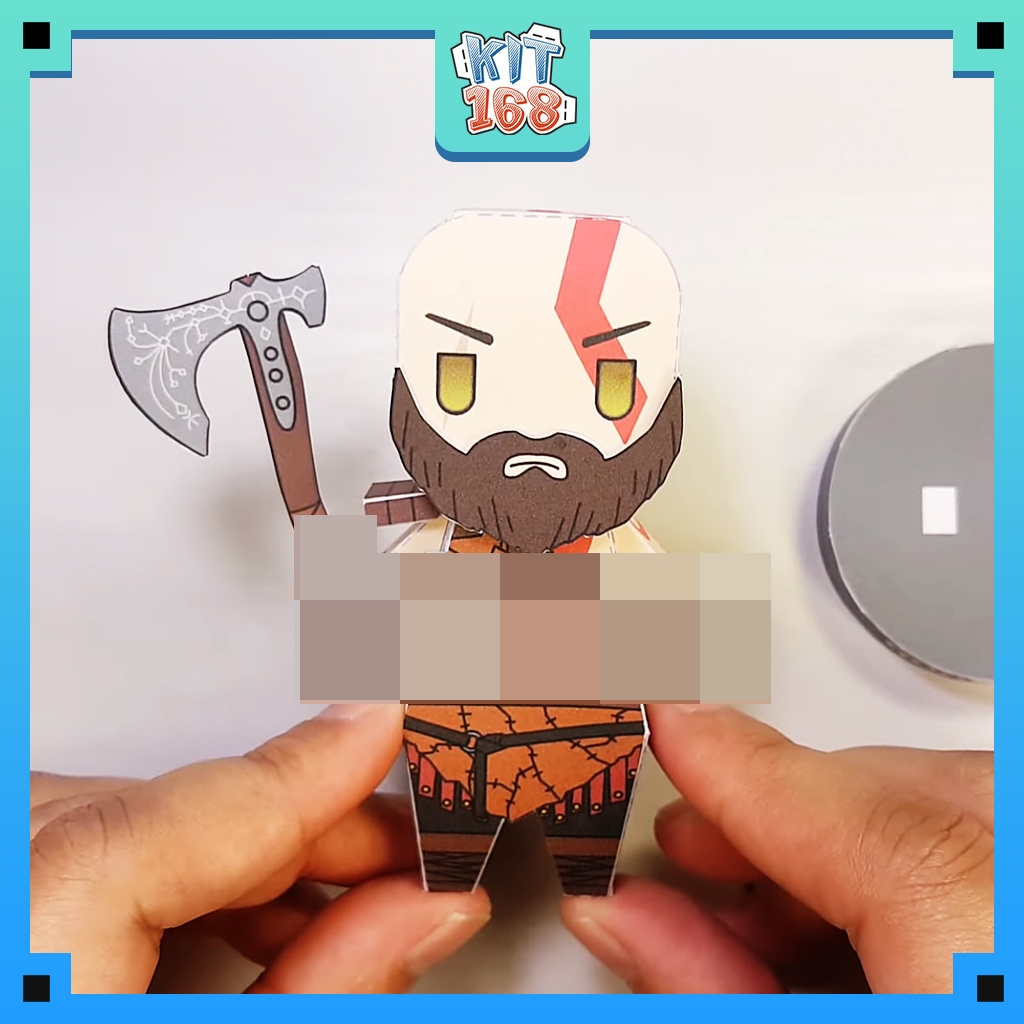 Mô hình giấy Anime Game Chibi Kratos - God of War