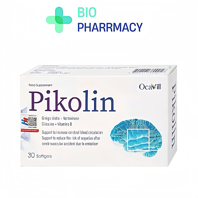 Viên Uống Pikolin Hỗ Trợ Tăng Tuần Hoàn Máu Não, Giảm Hình Thành Cục Máu Đông Ocavill (2 vỉ x 15 viê