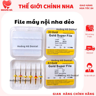 File máy nội nha S3 Gold dẻo Trâm máy nội nha dẻo File máy kháng gãy Trâm máy kháng gãy File máy nội nha