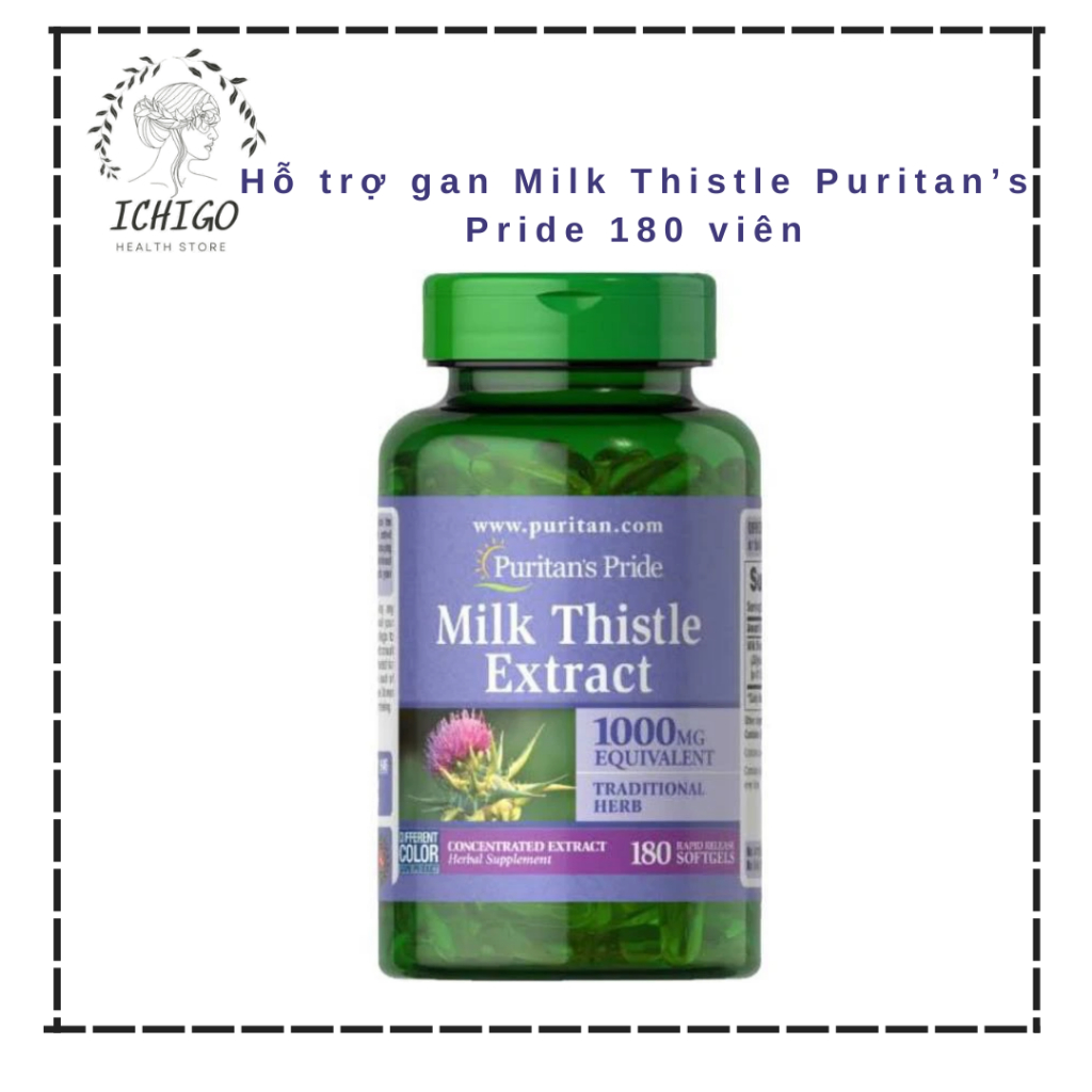 Viên uống giải độc gan Puritan’s Pride Milk Thistle Extract 1000mg 180 viên