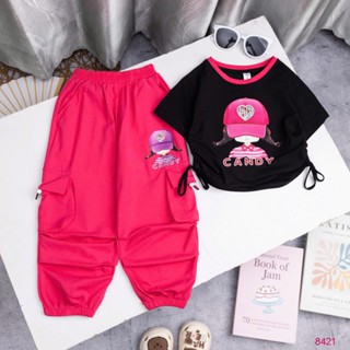 Bộ dài hiphop bé gái 10kg-35kg quần túi hộp áo rút eo chất vải cotton mềm mịn co giản 4 chiều