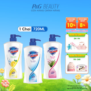 Sữa Tắm SAFEGUARD Sạch 99.9% Vi Khuẩn & Dịu Nhẹ Cho Da Chai 720ml Trắng Tinh Khiết/Nha Đam/Chanh Tươi Mát: Nha Đam
