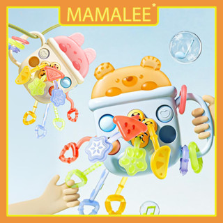 Đồ chơi gặm nướu có dây rút silicon hình bình sữa gấu, thỏ cho bé mọc răng phát triển kỹ năng vận động