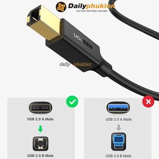 Dây USB 2.0 máy in dài 3m chính hãng UGREEN mạ vàng , cáp kết nối máy tính với máy in canon hp 3m xịn