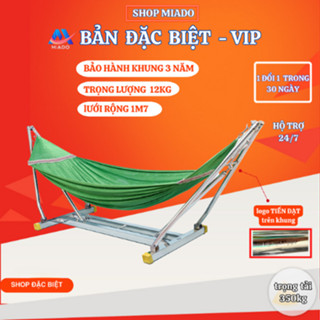 võng xếp Miado bản đặc biệt khung vuông 50 inox tiến đạt chịu tải 350kg bảo hành 3 năm
