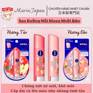 (SALE 200k -->120k)Son dưỡng môi Nivea Nhật Bản có màu hồng và cam tự Nhiên, hương táo và hương đào trái cây