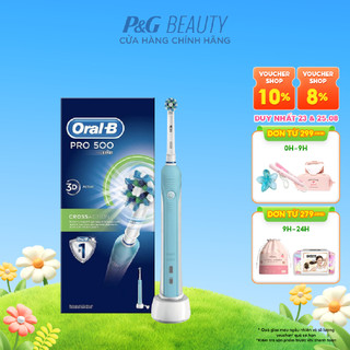 Bàn chải điện oral-b pro 500 cross action loại bỏ thêm đến 100% mảng bám