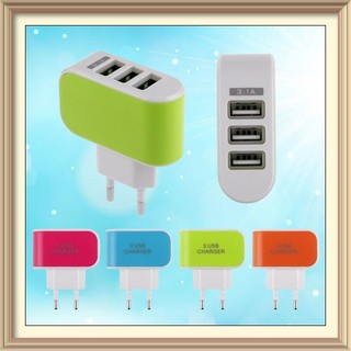 Củ sạc 3 cổng usb 5V-3.1A đa năng có đèn led báo, cốc sạc pin điện thoại, máy tính bảng, loa, quạt, đèn 3 lỗ cắm usb