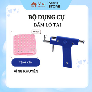 [TẶNG KẺM VỈ 98 KHUYÊN] Bộ dụng cụ máy bấm lỗ tai, đồ xỏ khuyên không đau cùng bút đánh dấu, gương mini