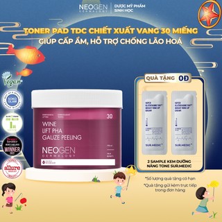 Toner Pad Tẩy Tế Bào Chết Rượu Vang Nâng Cơ và Trẻ Hoá Da Neogen Dermalogy Wine Lift PHA Gauze Peeling 30 Miếng