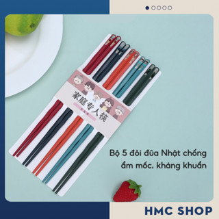 Đũa sợi thủy tinh NHIỀU MÀU set 5 - 10 đôi gia đình chống mốc, chống trơn trượt cao cấp phong cách Nhật