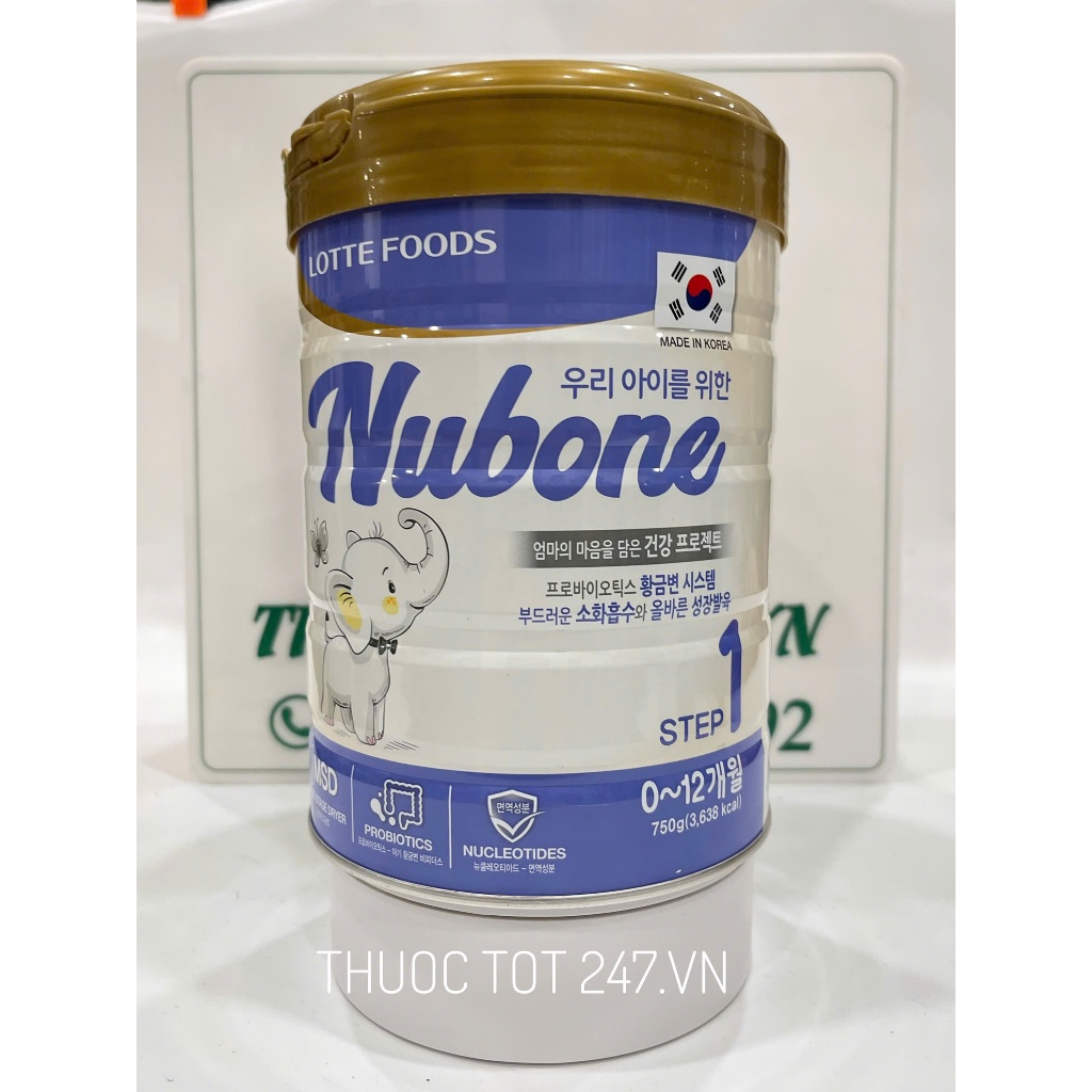 Sữa Nubone Plus+, Step 1, Step 2 750gr Sữa bột công thức giúp bé thông minh, sáng mắt, cao lớn nhanh