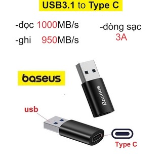 Usb to type c 3.1 Baseus 10Gbps chuyển đầu usb đực sang Type C cái dùng để sạc và kết nối dữ liệu