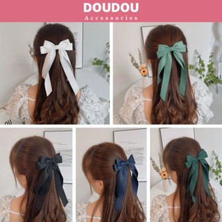Kẹp tóc nơ Doudou Kẹp tóc ruy băng Cặp tóc nữ Cặp tóc nơ Kẹp nơ tiểu thư phong cách Hàn Quốc FJ007