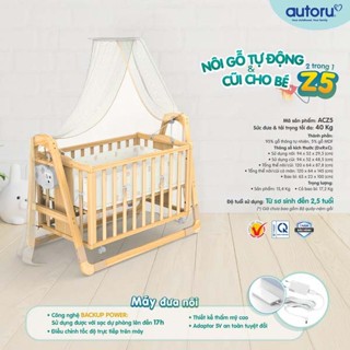  Nôi Cũi Cho Bé Nôi Điện Em Bé Autoru Z5 Tích Hợp Cũi Dùng Được Sạc Dự Phòng Sử Dụng Cho Bé Đến 40Kg 