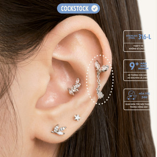Khuyên tai sừng đá thả xích Bambi Earring CockStock