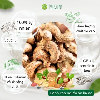 Điều rang muối A Cồ nguyên hạt vỏ lụa hộp 500gr, hạt điều sạch loại 1 tốt cho sức khỏe
