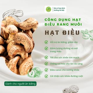 Điều rang muối A Cồ nguyên hạt vỏ lụa hộp 500gr, hạt điều sạch loại 1 tốt cho sức khỏe