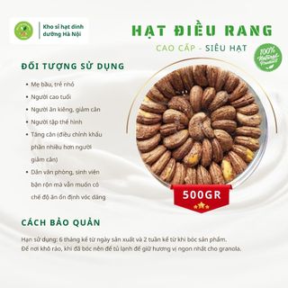 Điều rang muối A Cồ nguyên hạt vỏ lụa hộp 500gr, hạt điều sạch loại 1 tốt cho sức khỏe