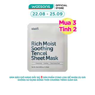 [Mã FMCGWA101 giảm 8% đơn 250K] Mặt Nạ Dear Klairs Dưỡng Ẩm Và Làm Mịn Da Rich Moist Soothing Tencel Sheet Mask 25ml