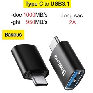 OTG type c Baseus 3.1 10Gbps đầu chuyển đổi type c sang usb dùng kết nối dữ liệu hoặc sạc