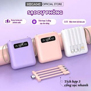 Sạc Dự Phòng Cầm Tay Hegami 20000mAh Dung Lượng Pin Lớn Có Màn Hình Led Hiển Thị Pin