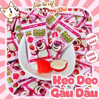 Kẹo dẻo 3d hình gấu dâu losto, kẹo gấu dâu losto 3d vị dâu, tiệm ăn vặt thuỳ bùi