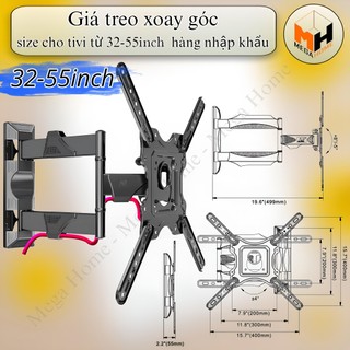 [Mã ELMS10 giảm 6% đơn 50K] Giá treo tivi 32-55 inch góc xoay 2 thanh đòn (hàng loại 1, chịu lực cao) bảo hành 12 tháng