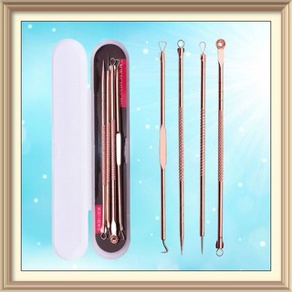 Bộ 4 món nặn mụn lấy nhân cồi mụn, dụng cụ nặng mụn cám trứng cá mũi đầu đen bằng thép không gỉ chuyên dụng tại nhà, spa
