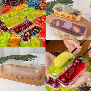 100 hộp nhựa dài đựng bánh mousse, tiramisu, bánh lạnh, macaron, cookie, su kem
