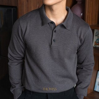  Áo Len Nam Polo Dài Tay THOMAS Henry Wool Polo Shirt Bo Gấu Basic Màu Trơn Chính Hãng Thomas Stu AL01 