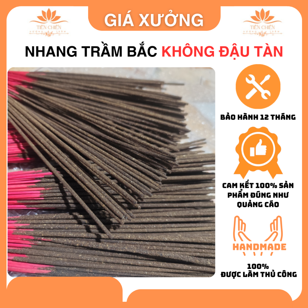 Nhang Trầm Bắc Vuốt Tay Không Đậu Tàn 100 Nén (34,36,43cm) - Nhang Sạch An Toàn.