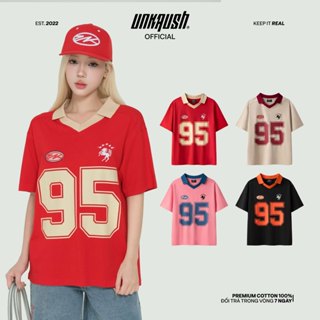 Áo Polo nam/nữ unisex in số form boxy cổ tim cao cấp UNKRUSH POLO 95