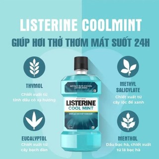 Bộ 2 chai nước súc miệng giữ hơi thở thơm mát Listerine Cool Mint 250ml/chai Thái Lan