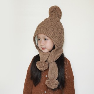 Mũ len kèm khăn ấm cổ ấm tai cho bé trai bé gái từ 2-8 tuổi